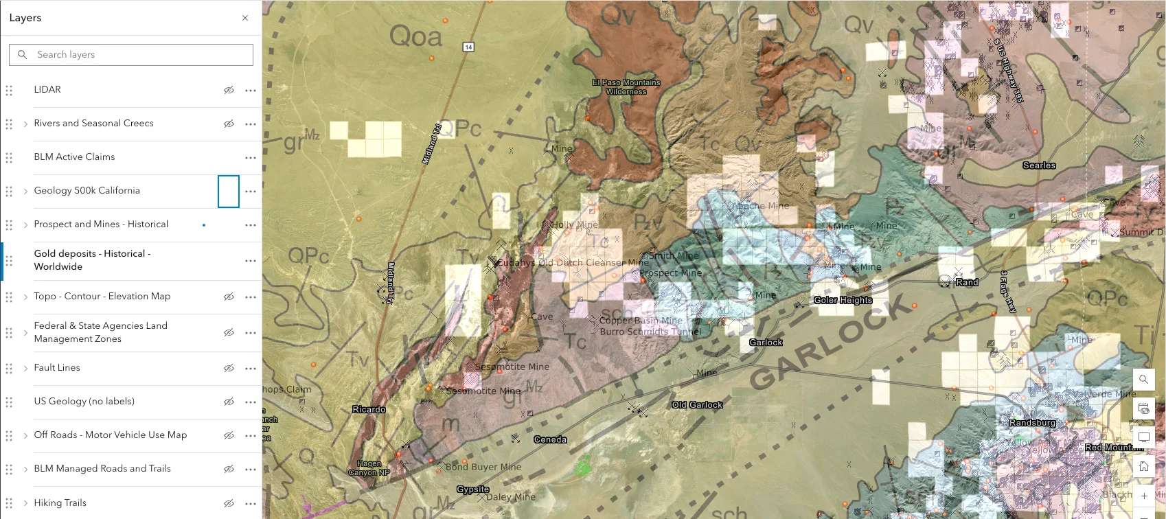 Detailed geology map with rock type labels