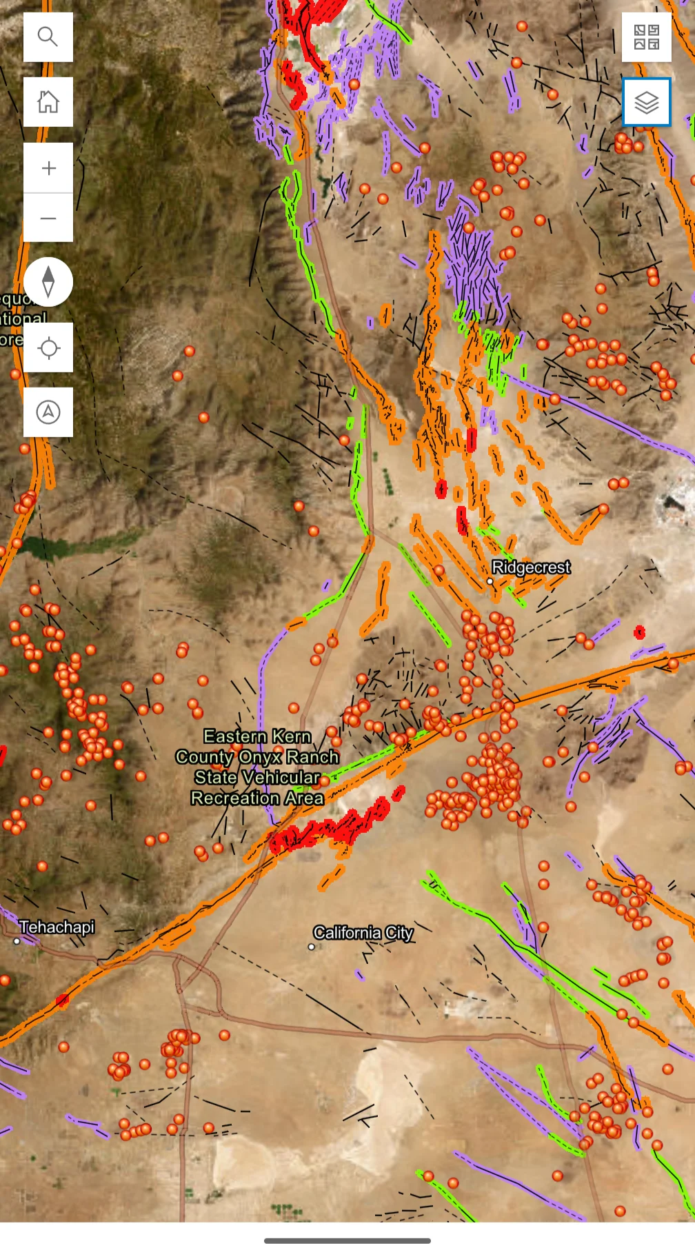 Mobile view of fault lines and deposits